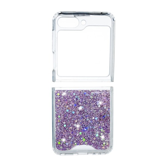 Hard Silicone Case with Glitter for Samsung Galaxy Z Flip 5 Purple Hard Silicone Case with Glitter for Samsung Galaxy Z Flip 5 Purple